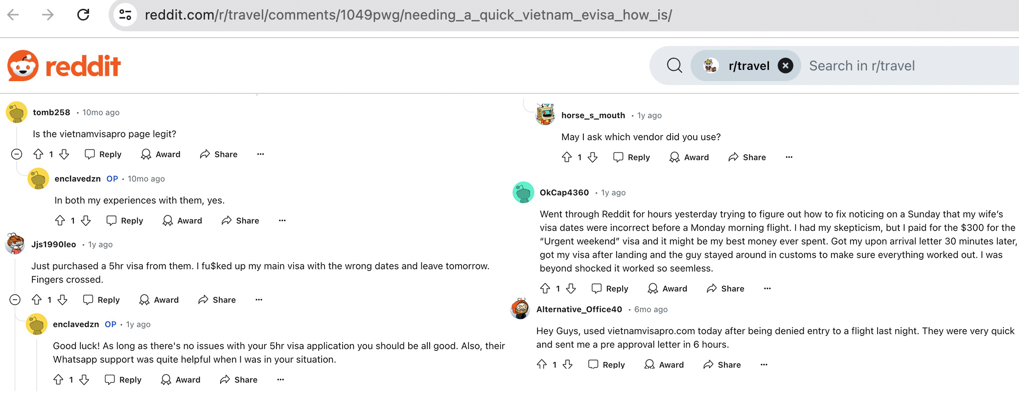 Reddit-users-want-to-get-evisa-Vietnam-with-legal-vendor-vietnamvisapro