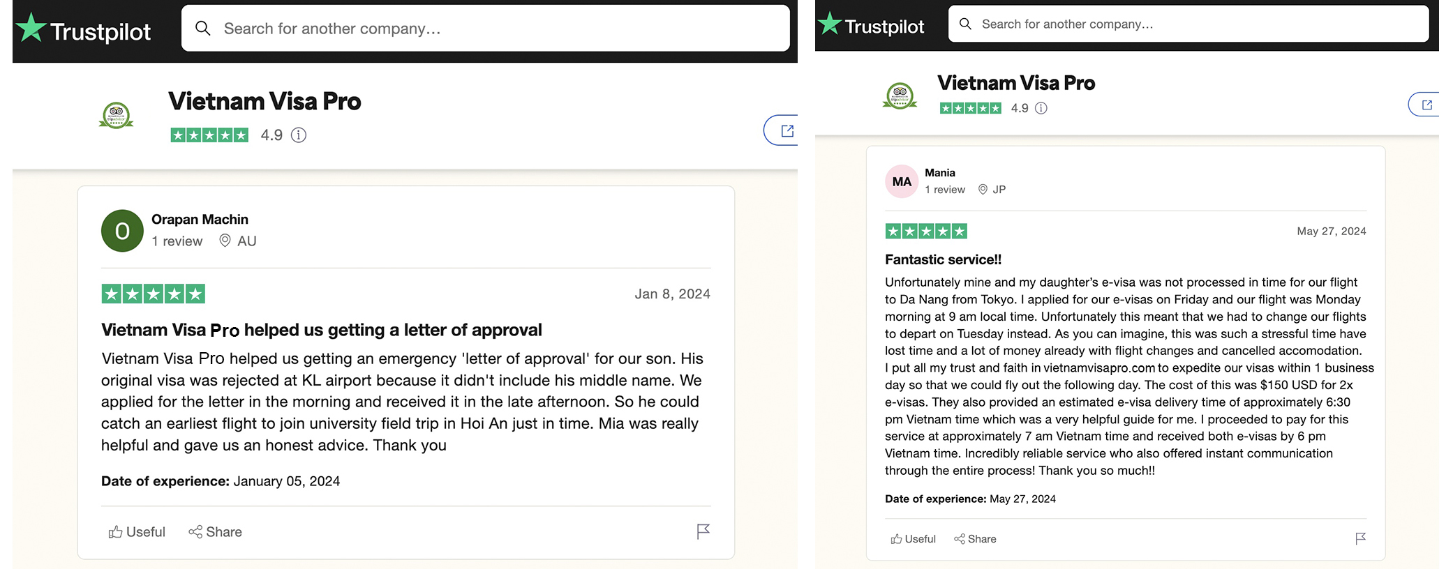 Recommandation for Expedite Evisa Vietnam on Trustpilot